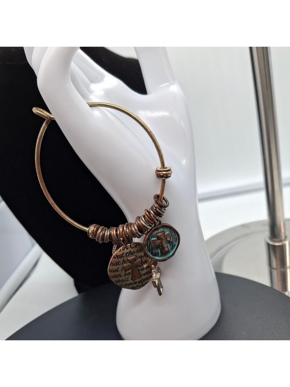 Cross bangle bracelet with charms #45